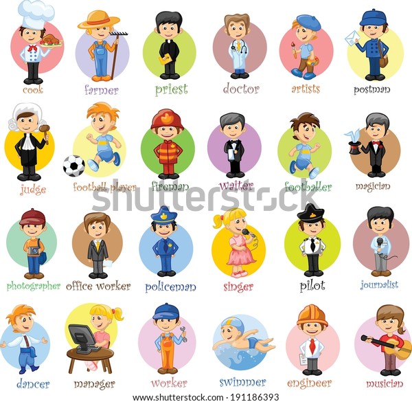 Cartoon Characters Different Professions Stock Vector (Royalty Free ...