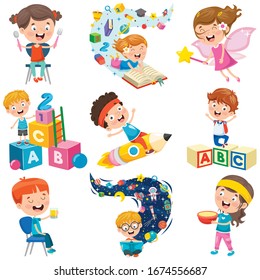 Cartoon Characters Doing Various Activities