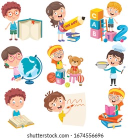 Cartoon Characters Doing Various Activities