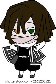 Cartoon characters dressed in Japanese ninja costumes, white background.