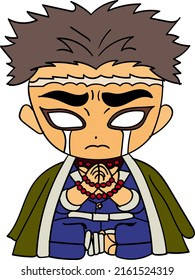 Cartoon characters dressed in Japanese ninja costumes, white background.