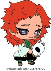 Cartoon characters dressed in Japanese ninja costumes, white background.