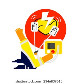 Cartoon characters for early defibrillation in out hospital cardiac arrest patient.