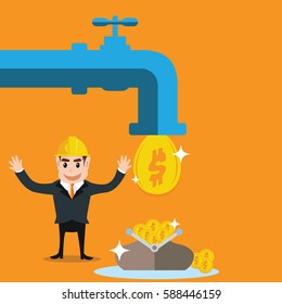 Cartoon characters engineers The success in turning tap water into the dollar.
