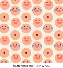 Cartoon characters in funny face style, cartoon emotions face happy in love. laugh and joyful background concept.