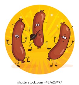 Cartoon Characters Funny Sausages 