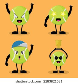 Cartoon characters of a green ball with different emotions