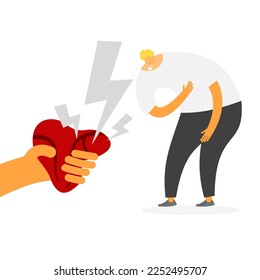 Cartoon-Charaktere von Herzinfarkt und instabiler Angina pectoris auf isoliertem Hintergrund.