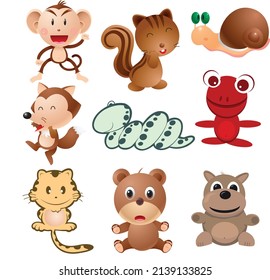 cartoon characters kid small baby animal jungle nursery sticker happy