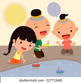 Cartoon characters Loy krathong festival