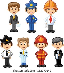 Cartoon characters manager, chef,policeman, waiter, singer, doctor