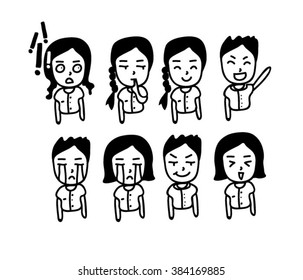 Cartoon characters in many emotions