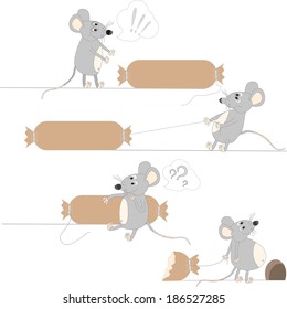 Cartoon characters mouse with sausage