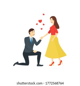 Cartoon Characters People Couple in Love Romantic Relationship and Happiness Concept Element Flat Design Style. Vector illustration of Pair