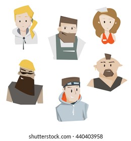 Cartoon characters people set vector illustration. Professional people poster
