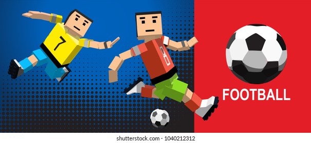 cartoon characters play football on web banner