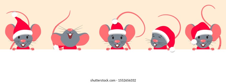 Cartoon Characters Rats with Clean Sheet. Empty Space for Your Text