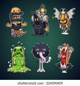 Cartoon Characters Set. In the EPS file, each element is grouped separately.