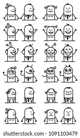 Cartoon Characters Set - Happy and Funny Faces