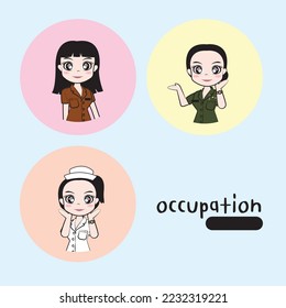 personajes de dibujos animados de diversas ocupaciones
