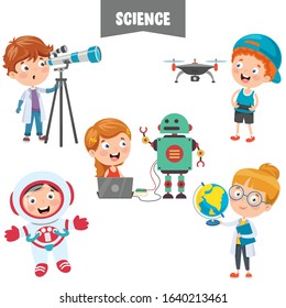 Cartoon Characters Working On Science