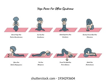 cartoon charactor gohan yoga poses for office syndrome vector