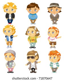 cartoon charming young man icon
