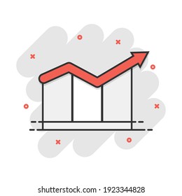 Cartoon chart icon in comic style. Graph illustration pictogram. Diagram sign splash business concept.