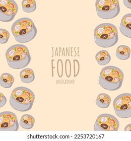 cartoon chawanmushi, japanese food frame border background