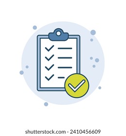 Cartoon Checkliste Symbol Vektorgrafik. Bericht über den Hintergrund von Blasen. Konzept des Zwischenabdrucks.m