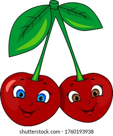 
cartoon cheerful cherry in vector