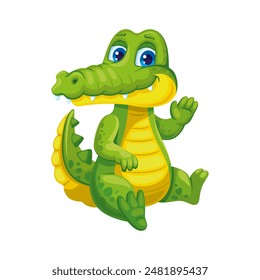 Cartoon cheerful crocodile on a white background.
