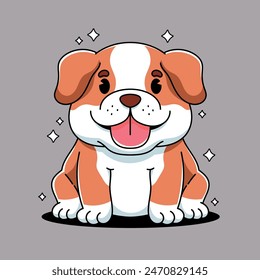 Cartoon cheerful cute kawaii bulldog 