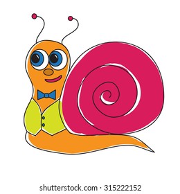 cartoon cheerful cute snail for your design