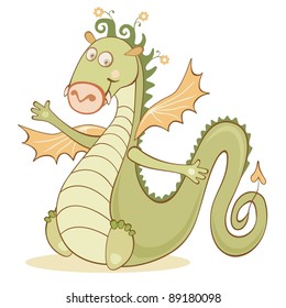 Cartoon cheerful dragon in vector. 2012 symbol chinese new year