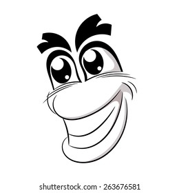 Cartoon cheerful and kind smile. Vector illustration.