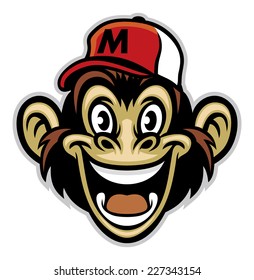 cartoon of cheerful monkey face