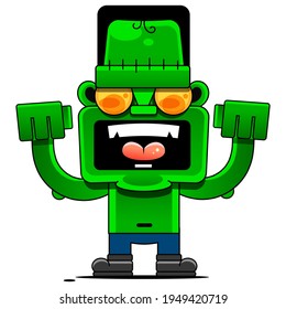 Cartoon cheerful Monster cartoon Sign for print, in comics, Fashion, pop art