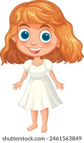 Cartoon of a cheerful young girl smiling
