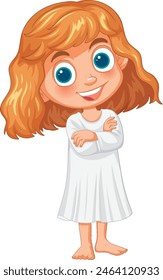 Cartoon of a cheerful young girl standing