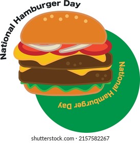 Cartoon Cheese Big Burger Icon And Sticker. Burger With Lettuce, Tomato, Cheese And Hamburg Steak. National Hamburger Day Vector, Illustration, EPS10