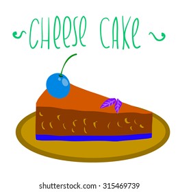 Cartoon cheese cake icon. The vector illustration for ui, web games, tablets, wallpapers, and patterns.