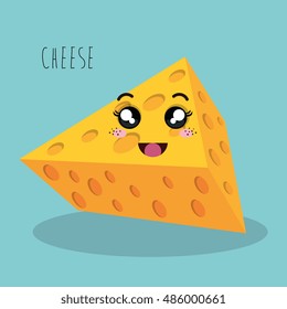cartoon cheese design isolated