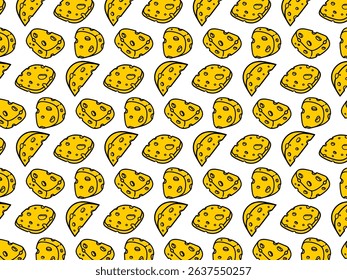 Cartoon Cheese doodle seamless pattern for background and packaging. Vector design. Various cheese design wallpaper	