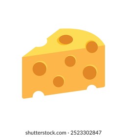 Ilustración vectorial plana de queso de dibujos animados aislada sobre fondo blanco