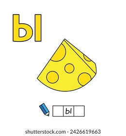 Cartoon cheese illustration. Learning game for small children - write a word in Russian language. Vector alphabet for kids