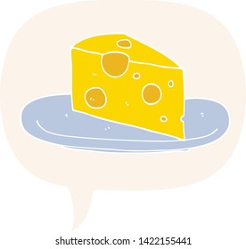 Cartoon-Käse mit Sprachblase im Retro-Stil