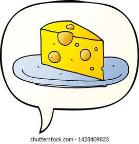 cartoon cheese with speech bubble in smooth gradient style