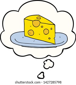 queso de dibujos animados con burbuja de pensamiento