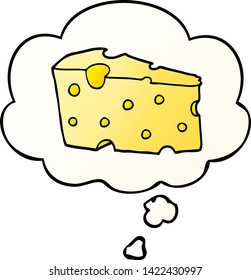 cartoon cheese with thought bubble in smooth gradient style